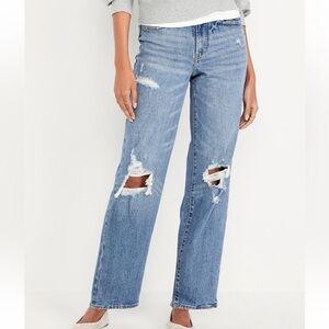 Old Navy Women’s High Waisted O.G. Loose Distressed Blue Jeans